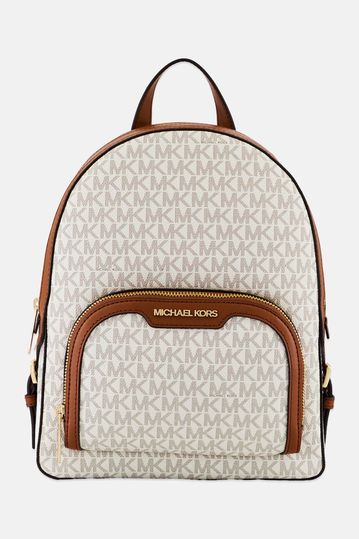 Michael Kors-Women Brand Logo Backpack 23 L x 32  H x 9 W cm, Brown/Cream 1