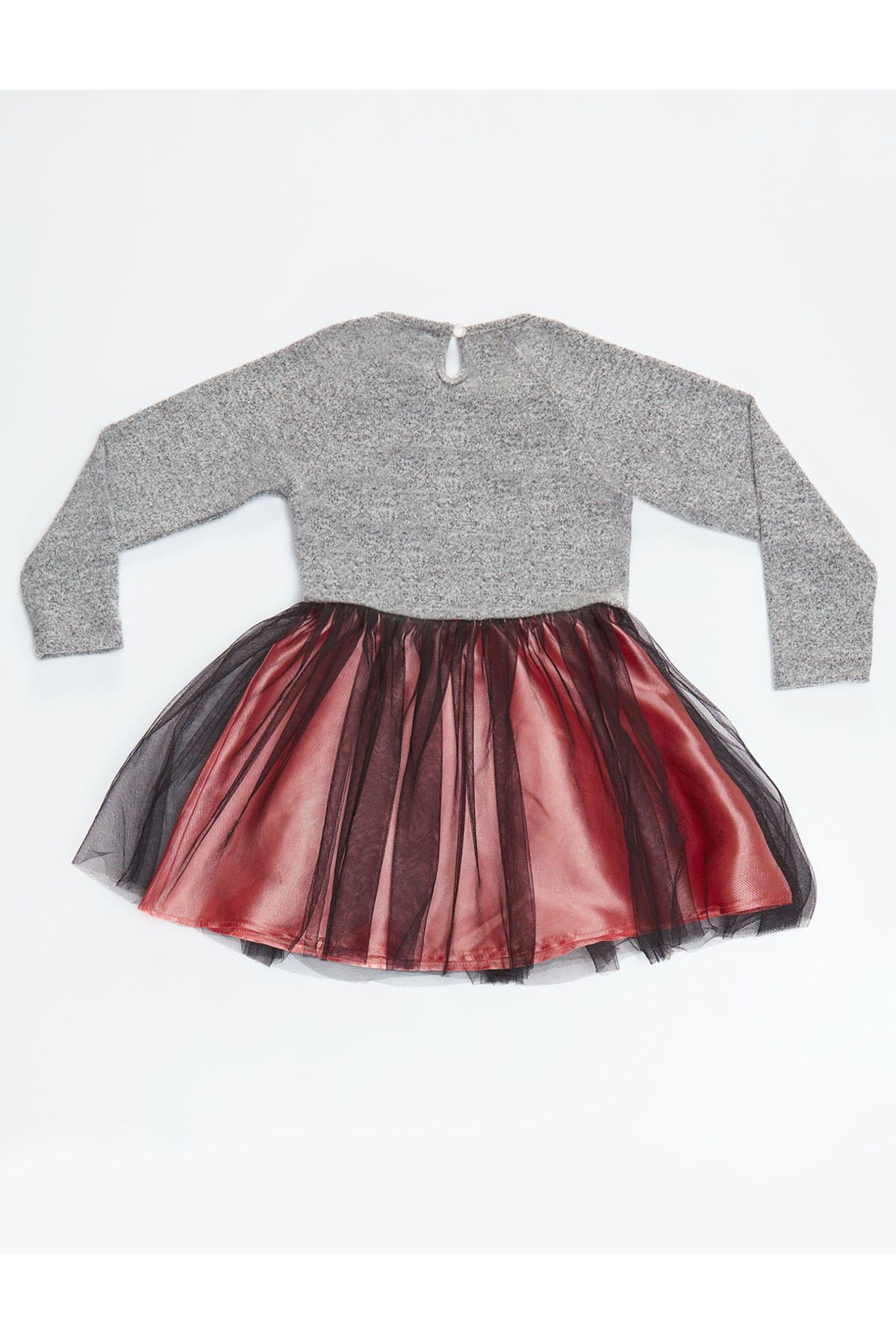 Denokids-Graues flauschiges Tutu-Kleid aus Tüll mit langen Ärmeln für Mädchen 4