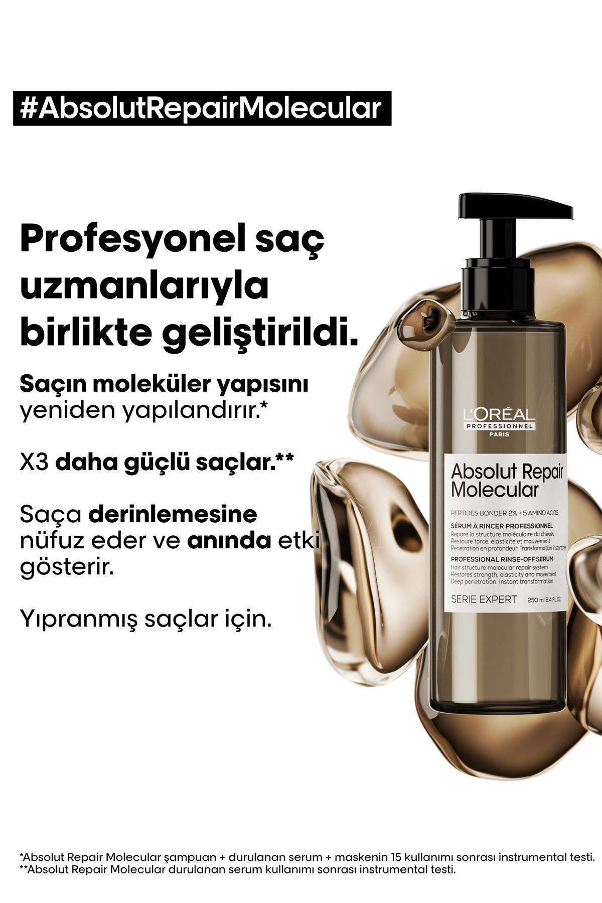 L'oreal Professionnel Serie Expert Absolut Repair Molecular Tüm Yıpranmış Saçlar Için Durulanan Seru-2