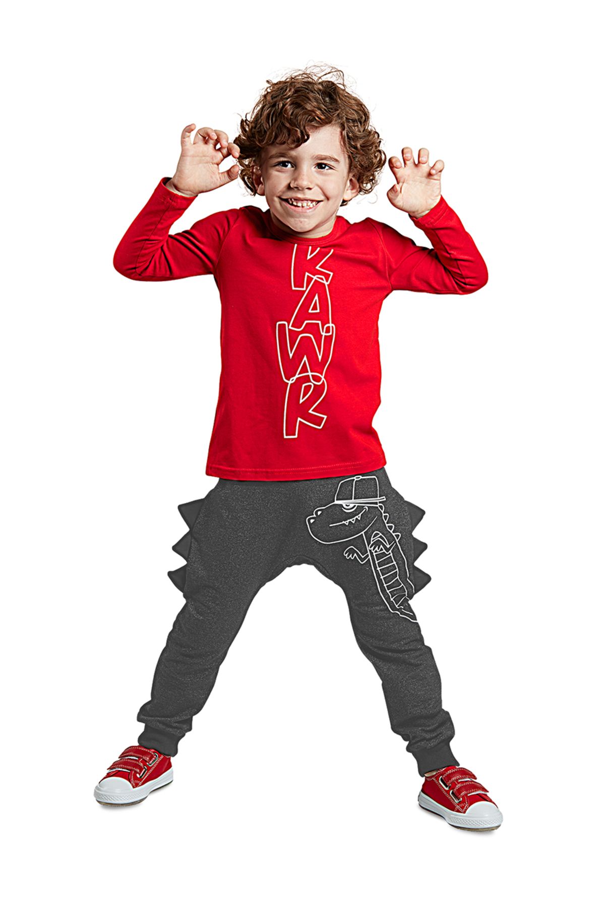 Denokids-Winter-Set aus T-Shirt und Hose für Jungen – Raupe Dino 1