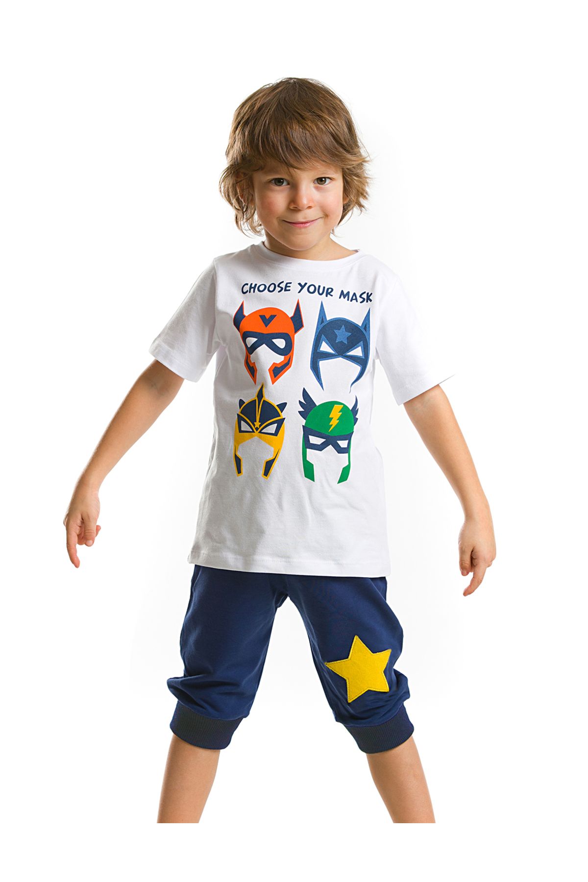 Denokids-Mask Gang Boy T-Shirt-Capri-Shorts-Set 1