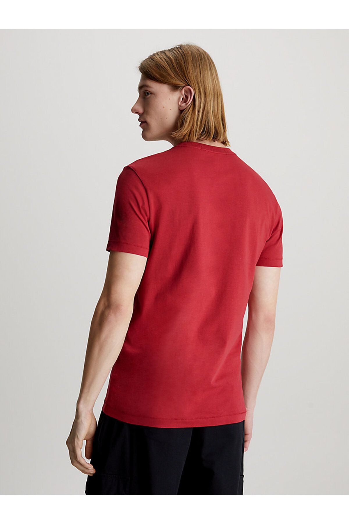 تی شرت قرمز مردانه آرم نهادی اورجینال Calvin Klein