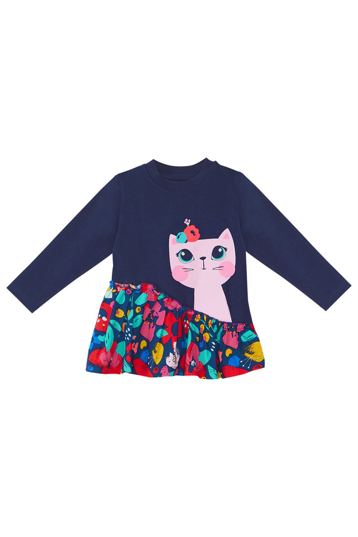 Denokids-Set de dresuri cu tunică pentru fete cu pisici florale 5