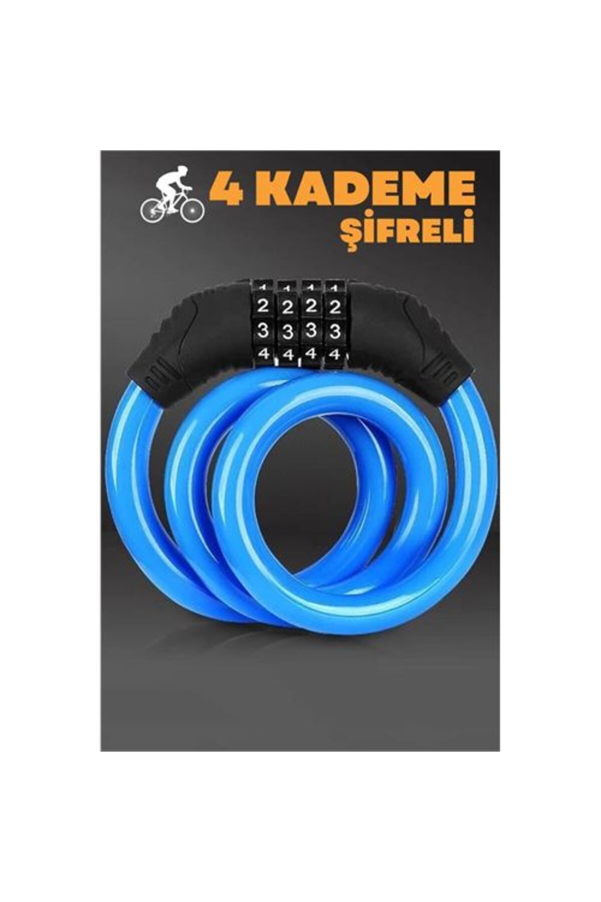 BirdoluSepet Engithalat 4 Şifreli 11 mm Çelik Halat Scooter Bisiklet Kilidi