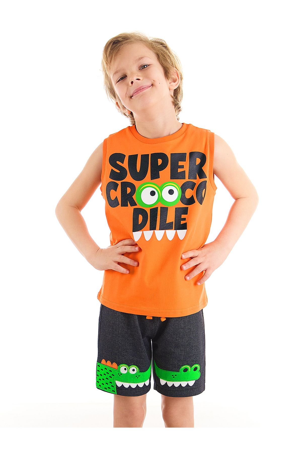 Denokids-Crocodile Boy's T-shirt Shorts Set 1