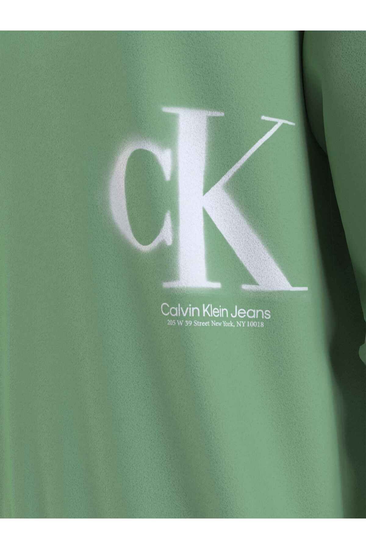 سویشرت سبز مردانه گردن خدمه اسپری CK اورجینال Calvin Klein