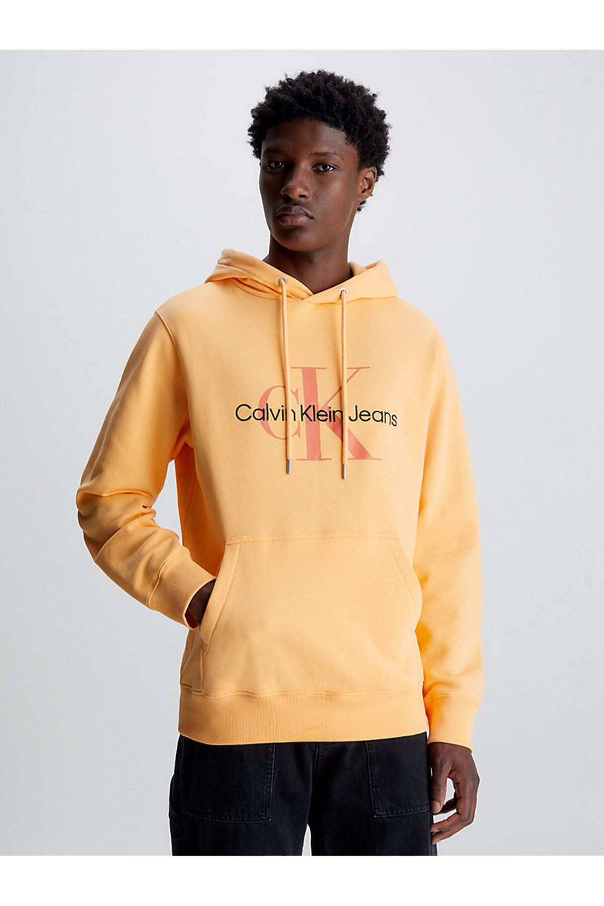 سویشرت نارنجی مردانه کاپوت معمولی مونولوگ فصلی اورجینال Calvin Klein