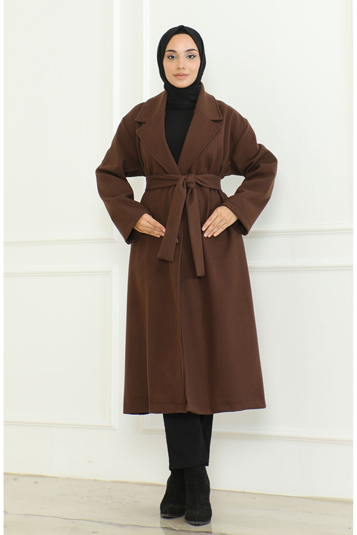 sefamerve-Brown Large Size Single Button Double Breasted Cap - 712510 -01 3
