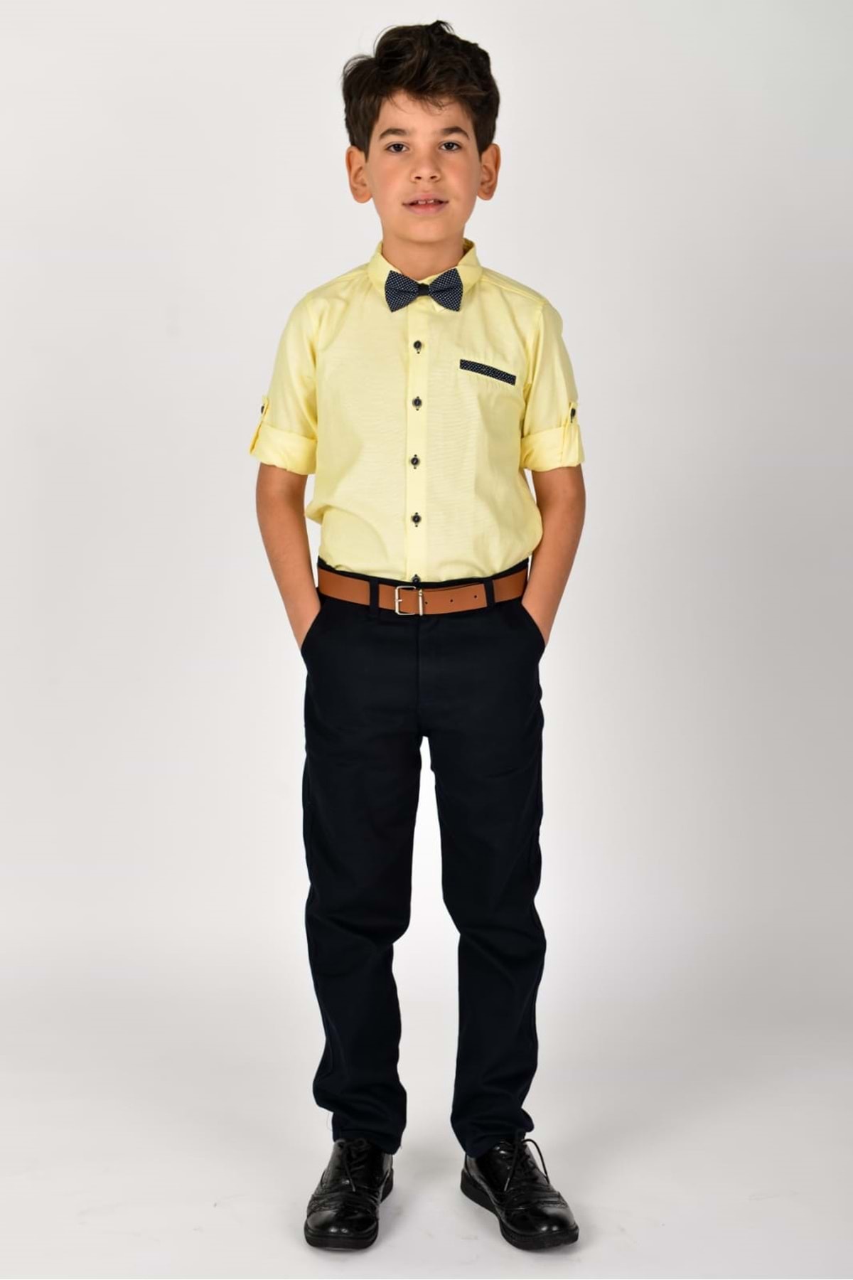 Mnk Oxford Boys' Shirt Suit Mnk0322 Yellow