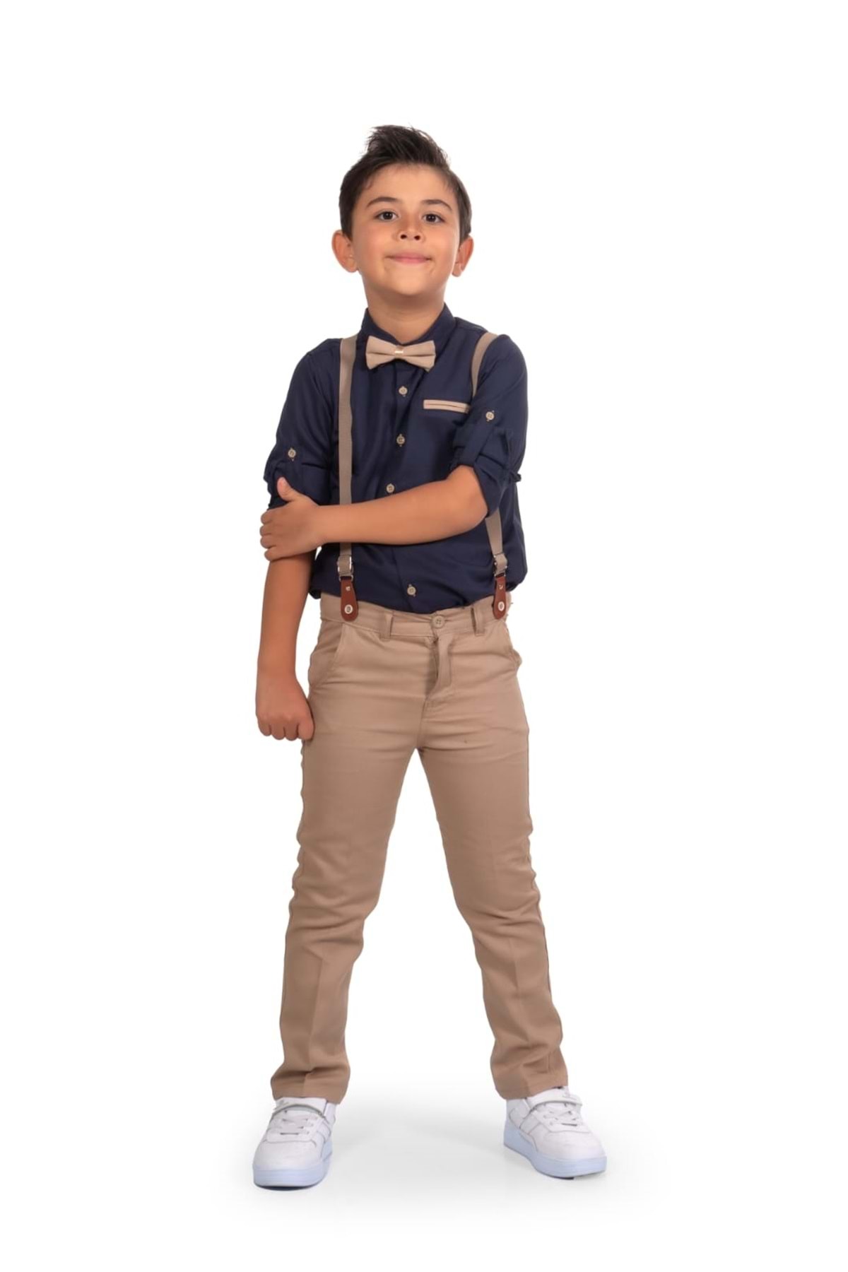 Mnk Baby&Kids Oxford Shirt Long Pants Boys' Set Mnk0302 Dark Blue