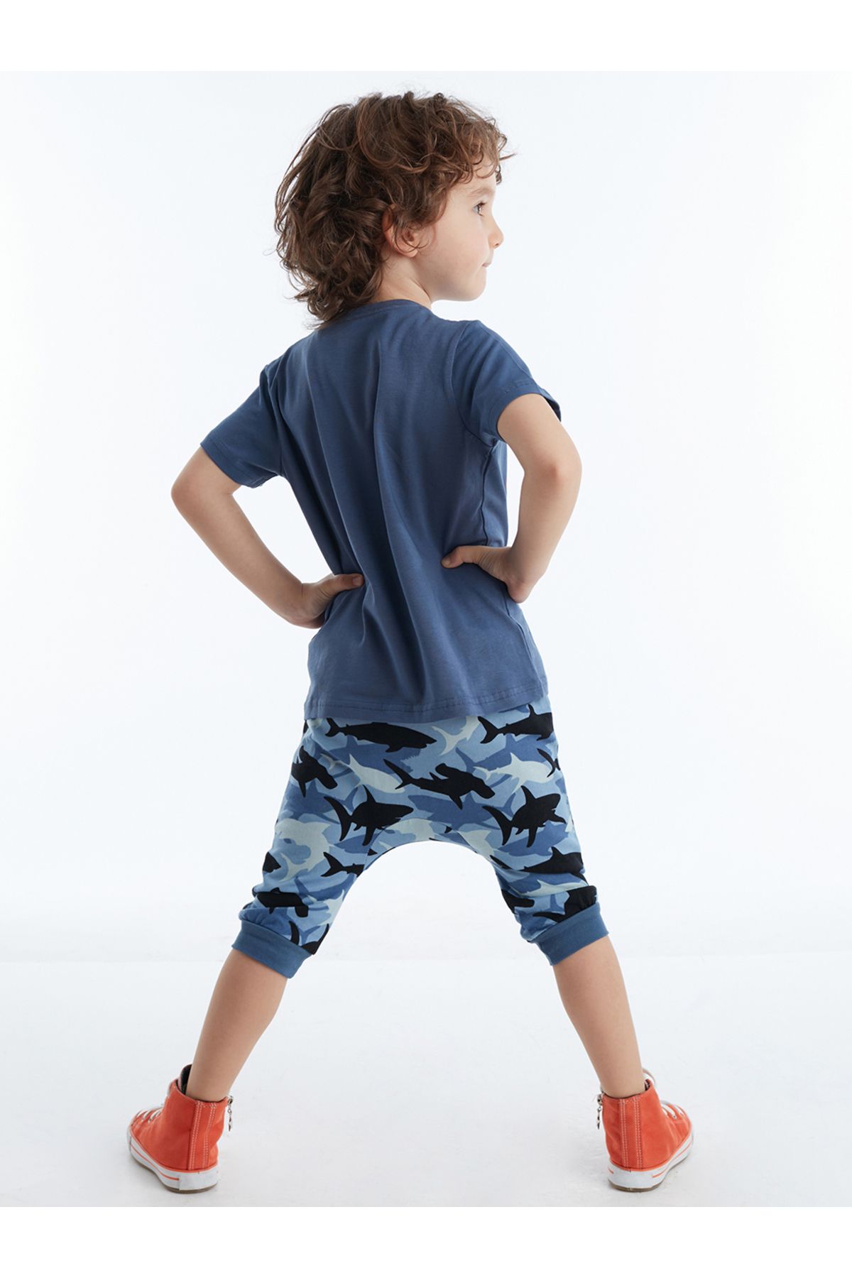 MSHB&G-Shark Camo Boy's T-shirt Capri Shorts Set 2