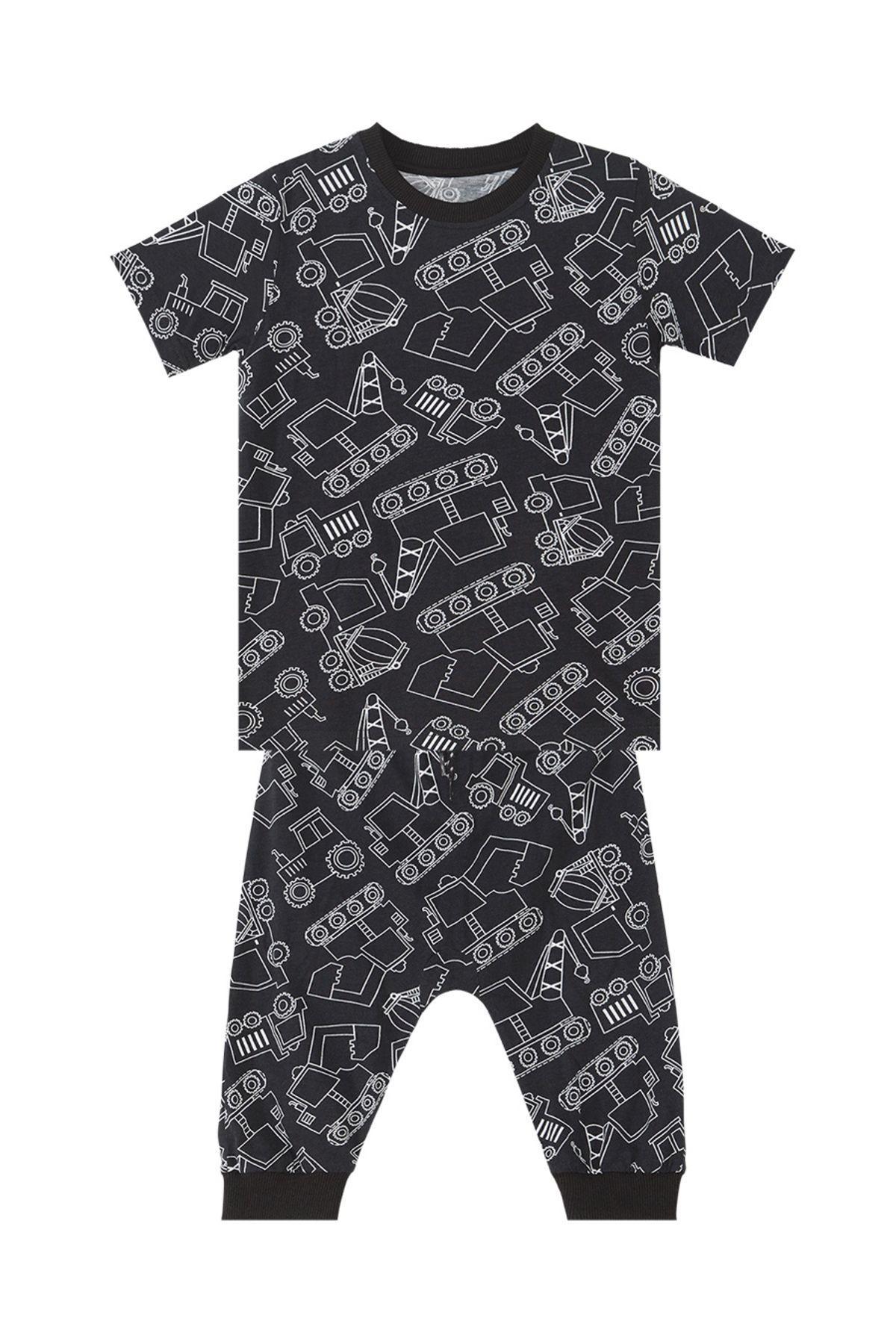 Denokids-Schwarzes Sommer-Set aus T-Shirt und Capri-Shorts für Jungen 3