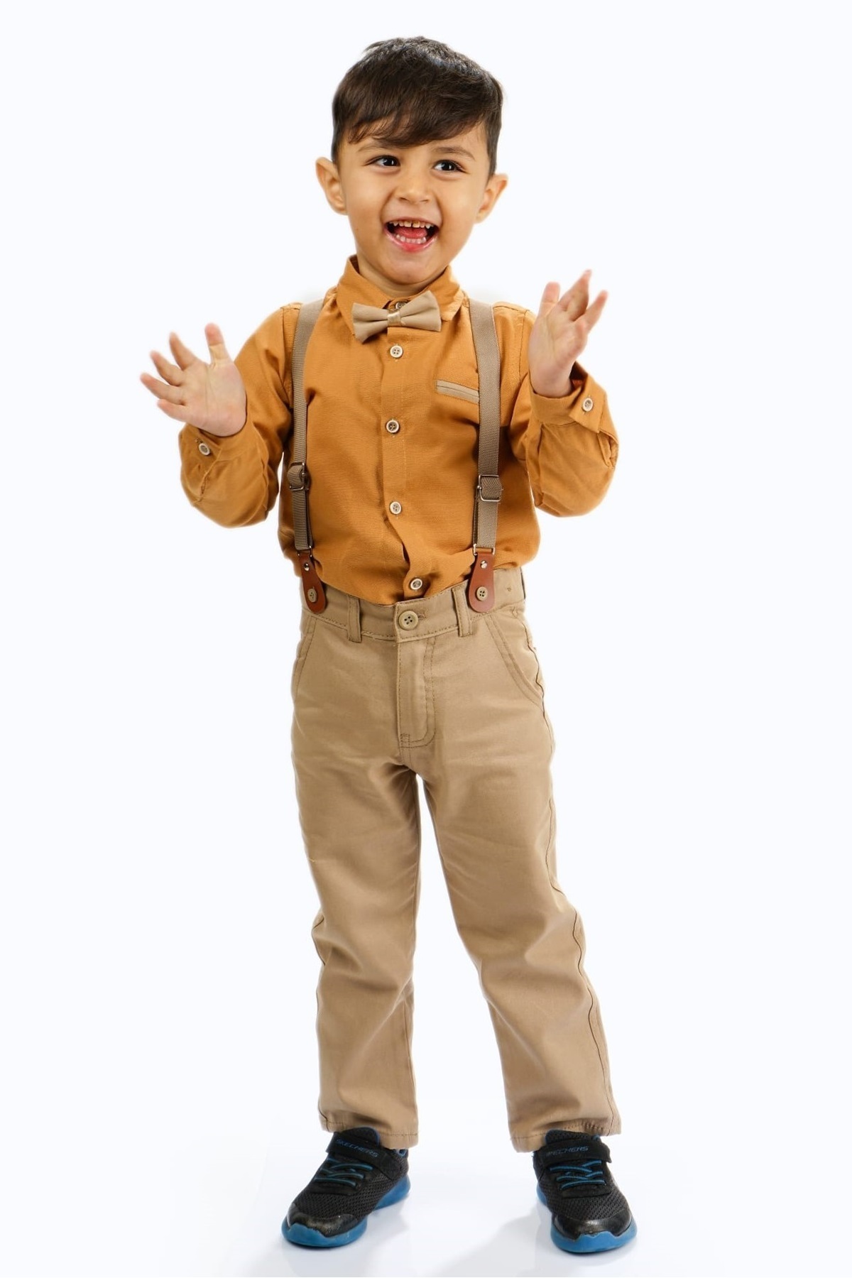 Mnk Baby&Kids Oxford Gömlek Uzun Pantolon Erkek Çocuk Takımı MNK0302 HARDAL fotoğrafı 2 (önizleme)