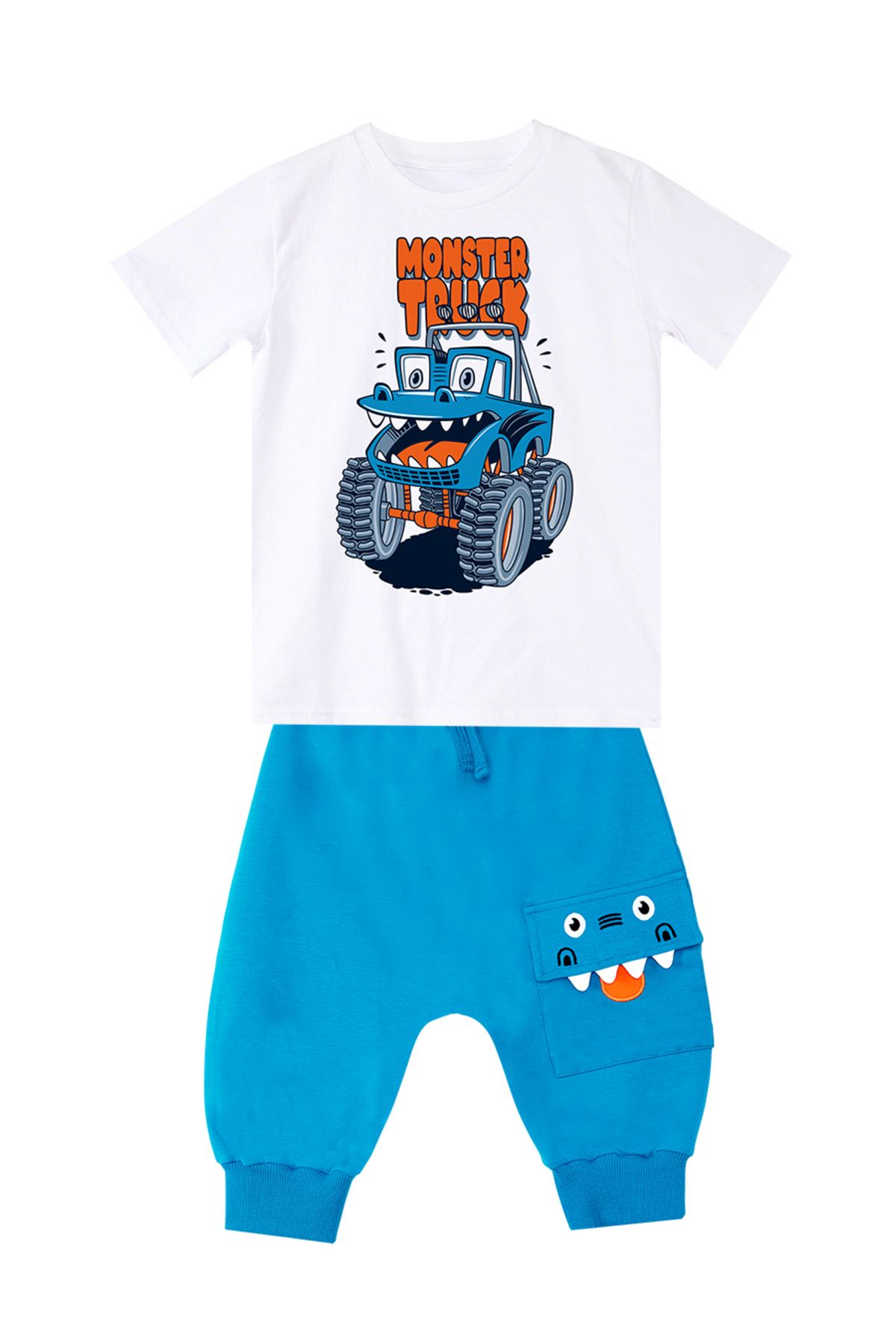 Denokids-Boy's Monster Truck Summer T-shirt and Capri Shorts Set 3