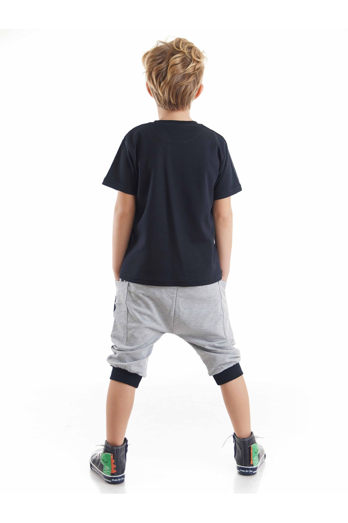 MSHB&G-T-rex Info Boy's T-shirt Capri Shorts Set 2