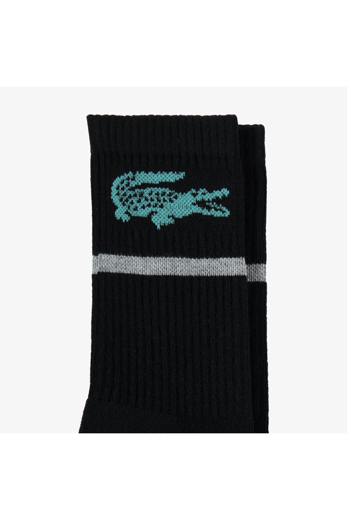 جوراب مشکی زنانه سیاه طرح دار اورجینال Lacoste