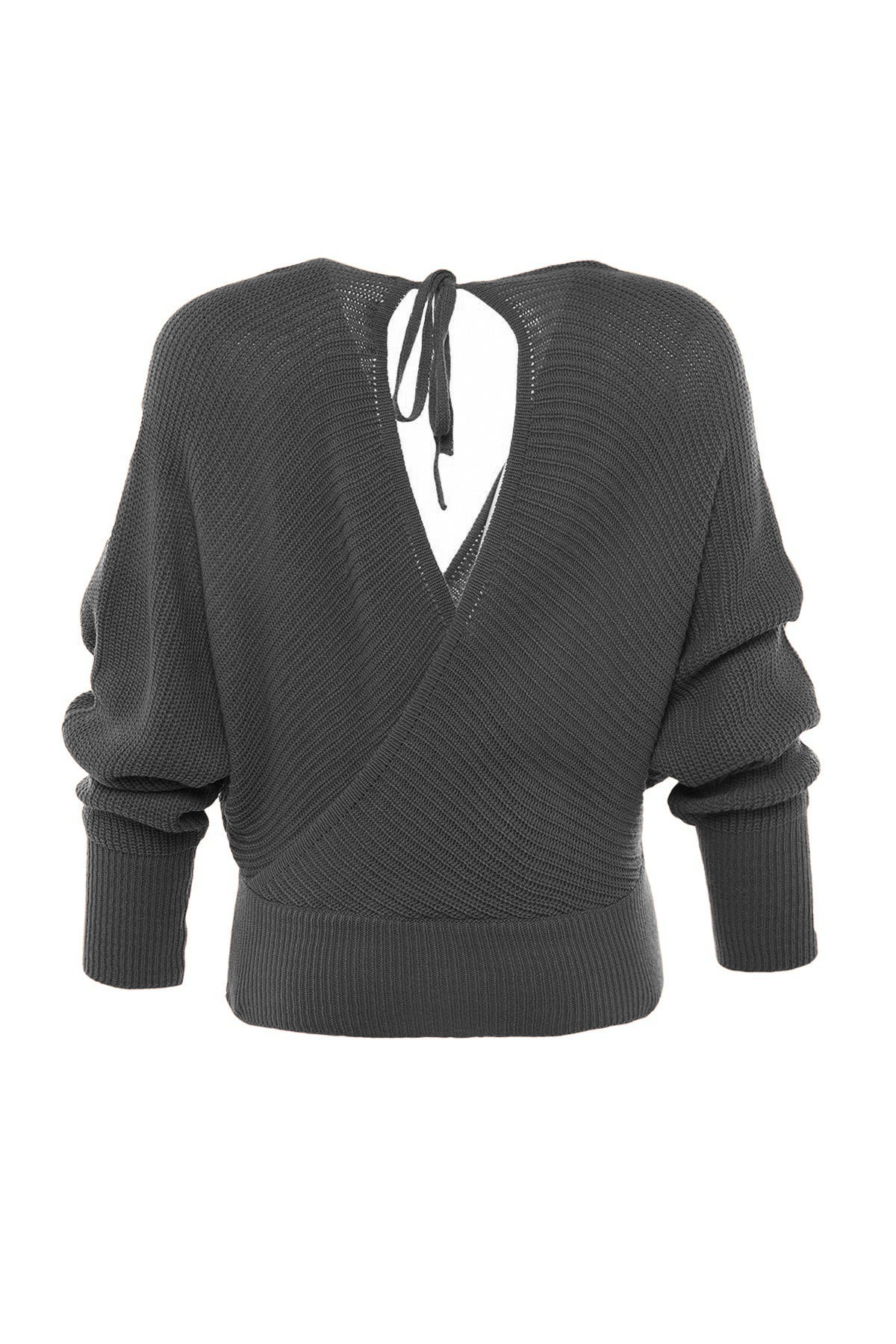 Trendyolmilla  Antrasit Kruvaze Triko Kazak TWOAW21KZ1277 - Görsel 8