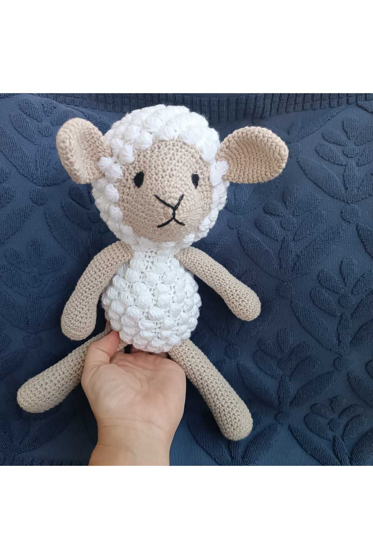 Peluş Kuzu Amigurumi 30 cm Organik İplik Sağlıklı Uyku Arkadaşı Hediye Oyuncak