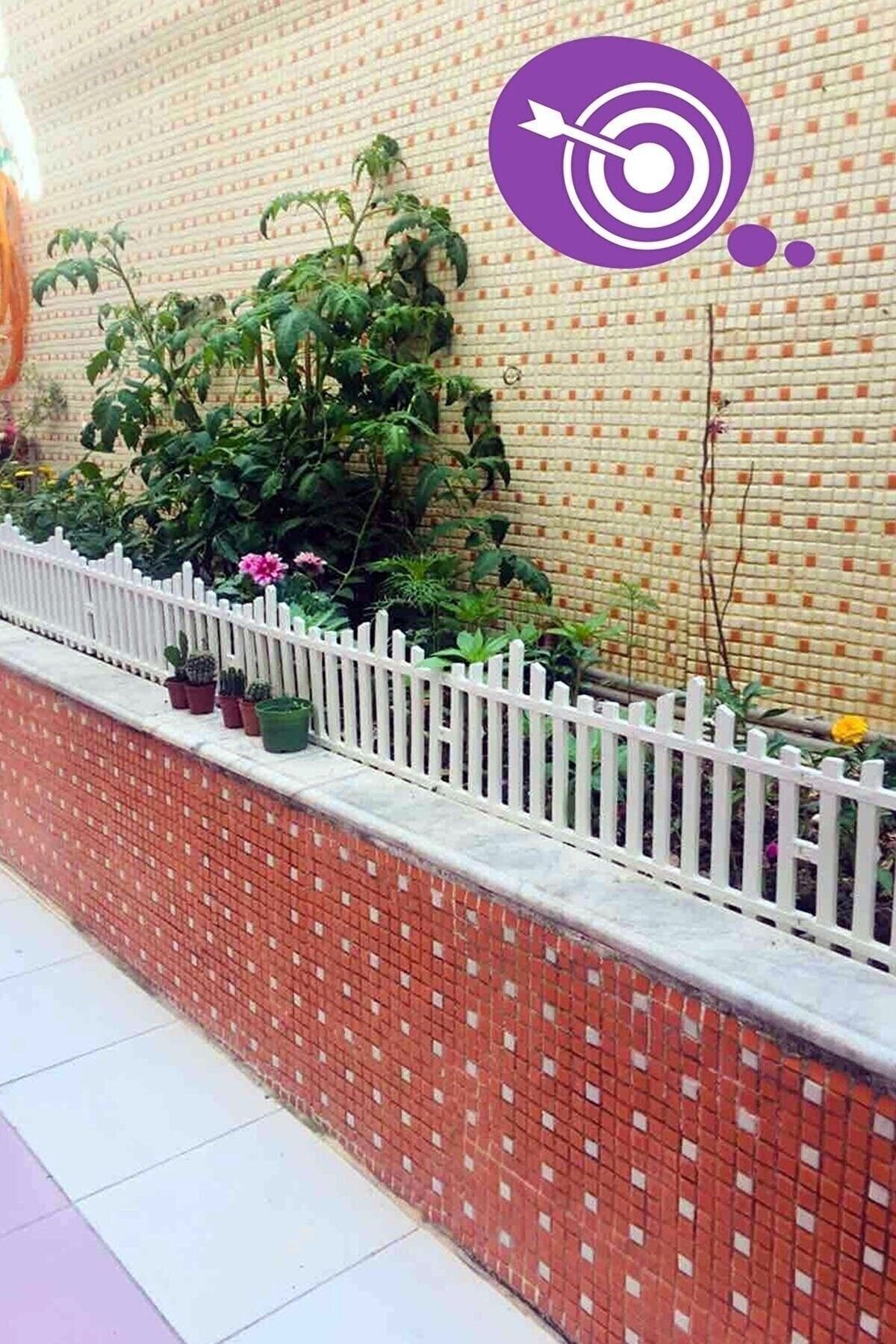 Dekoratif Bahçe Çiti Bordür Kırılmaz Plastik Çit 10 Adet Peyzaj Koruma Panel Beyaz 4