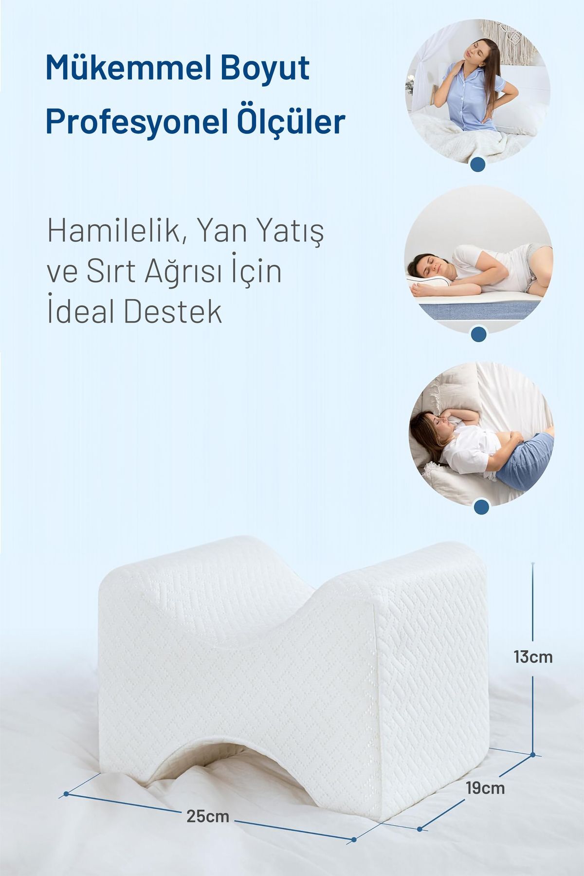 Ankaflex Beyaz Ortopedik Hamile Destek Yastığı Bacak Arası Yastık fotoğrafı 6 (önizleme)