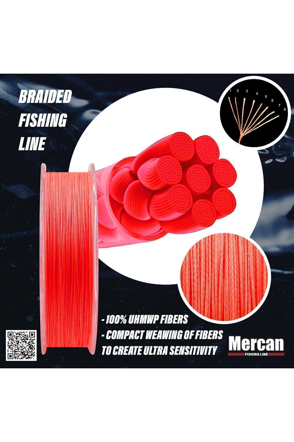 Mercan-Pe Knitted Platinum X8 Red String 150m Reel Fishing Line 4