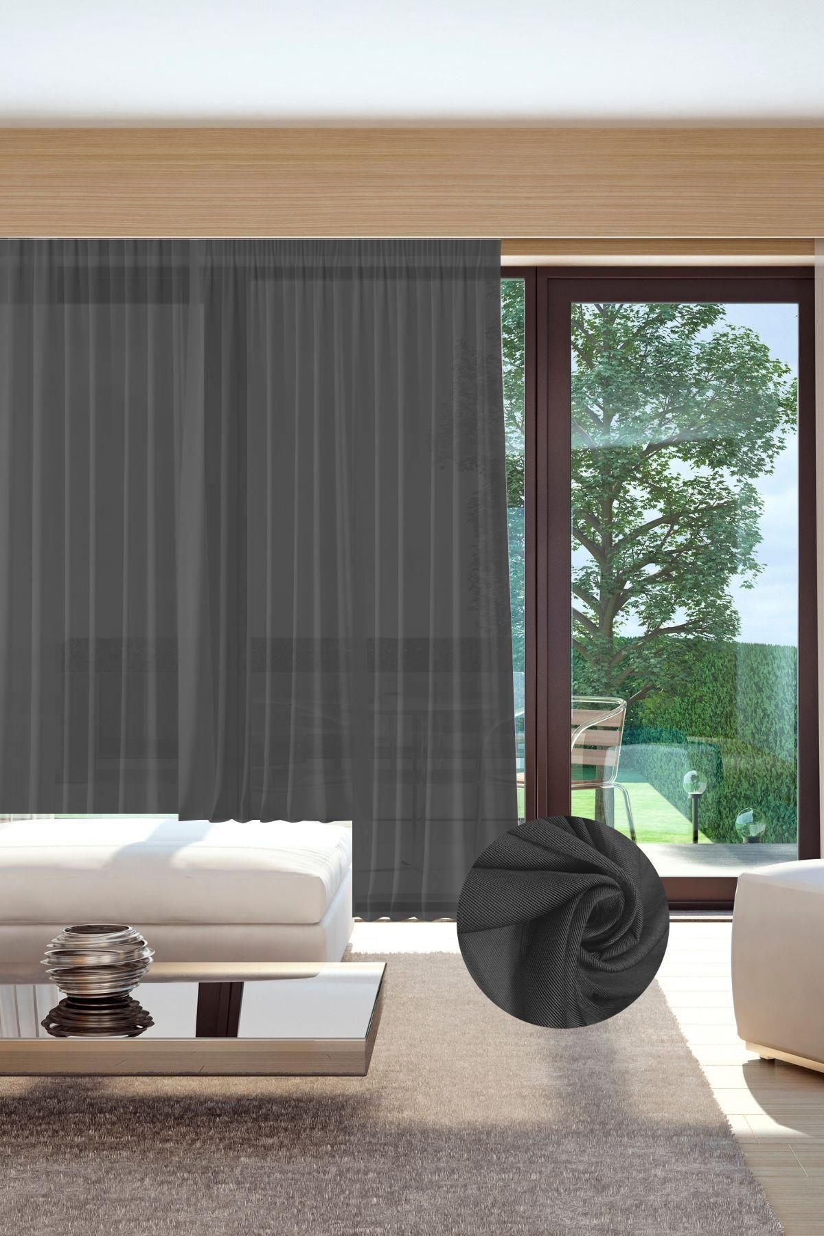 Murcia Cast Tulle Curtain Battery Free Anthracite