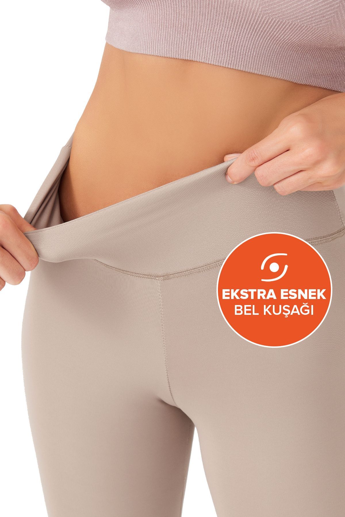 Los Ojos-Beigefarbene Fitness-Leggings mit hoher Taille für Damen – Basics 5