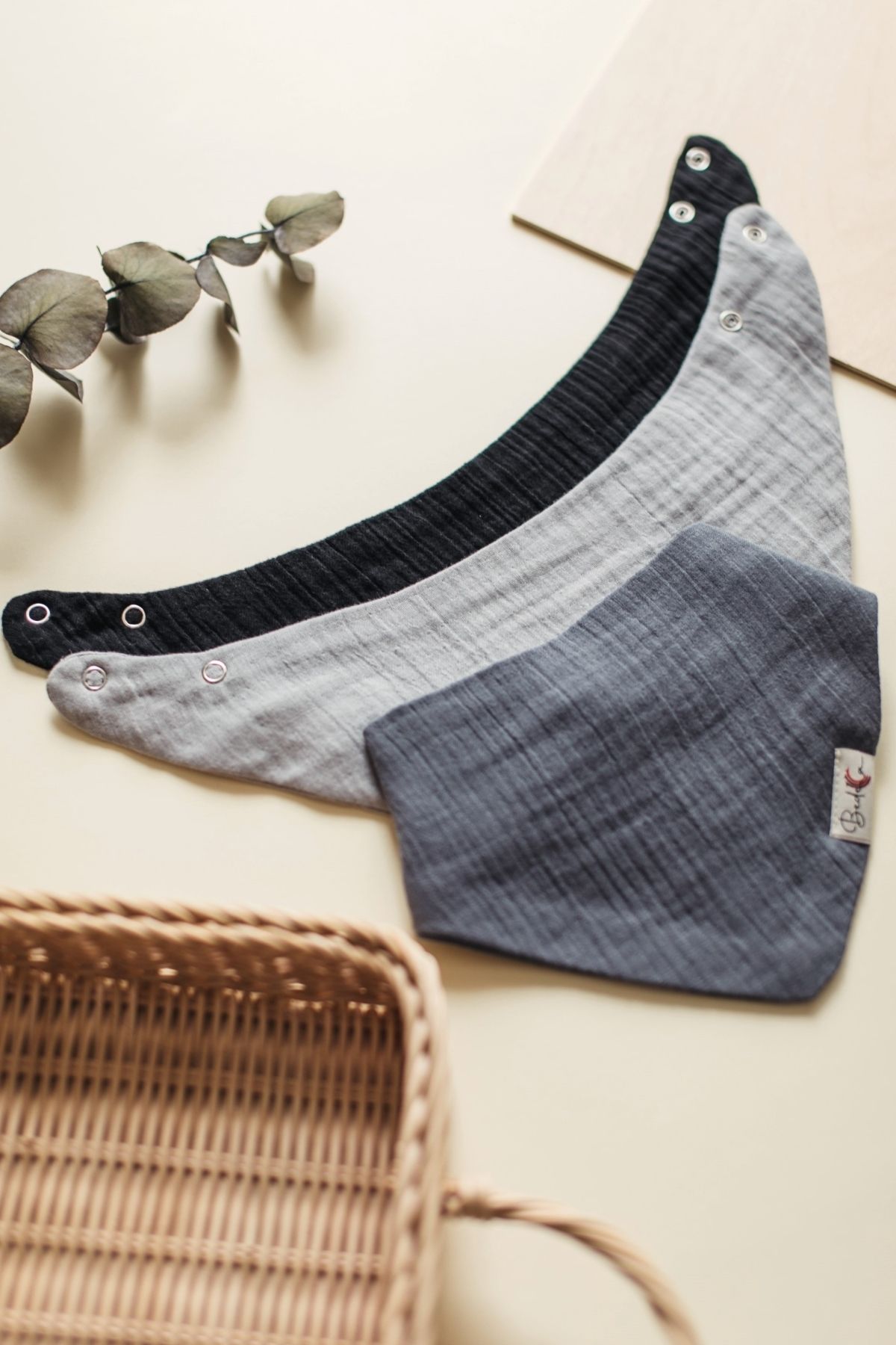 Bedeca 3'lü %100 Organik Pamuk Bebek Müslin Önlük - Kız Erkek Bebek Salya Ve Mama Önlüğü, Fular, Yakalık