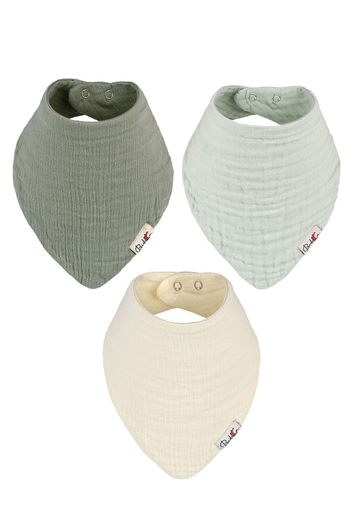 Bedeca 3'lü %100 Organik Pamuk Bebek Müslin Önlük - Kız Erkek Bebek Salya Ve Mama Önlüğü, Fular, Yakalık fotoğrafı 2 (önizleme)