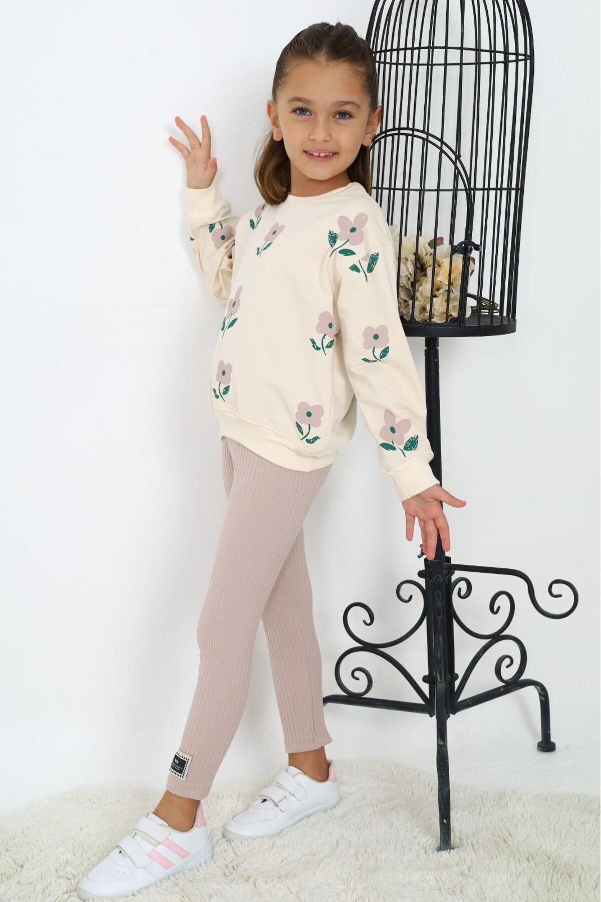 My Kids Wear-Floral Patterned Two Thread Set for Girl 4