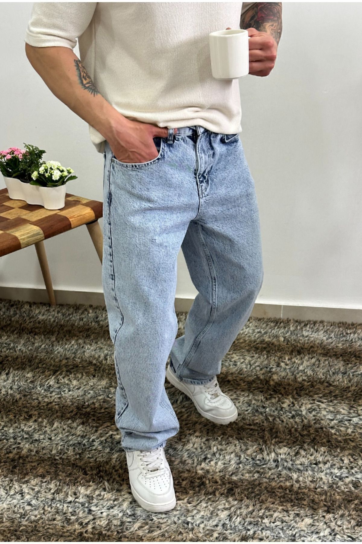 corfixman Baggy Ice Blue Trousers- Trendyol