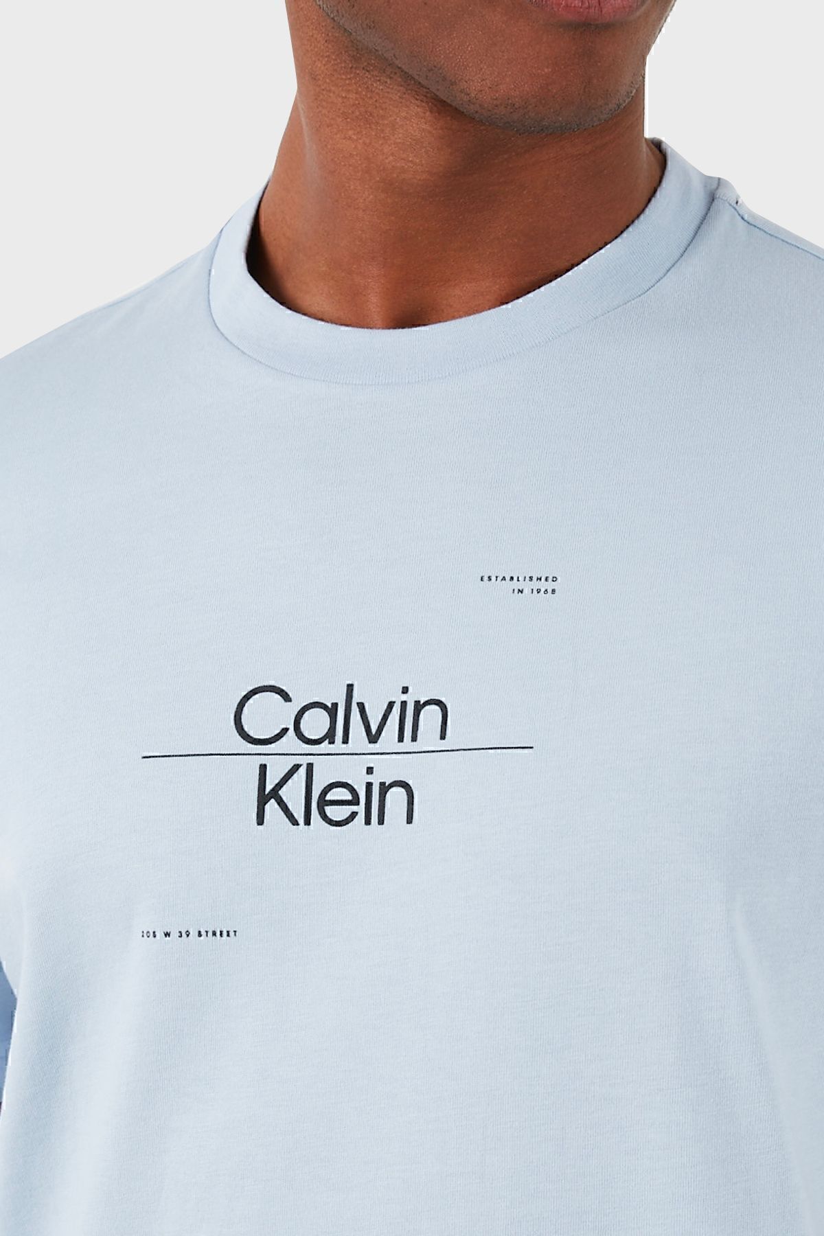 تی شرت آبی مردانه پنبه معمولی مناسب دوچرخه Yaka Tring Calvin Klein