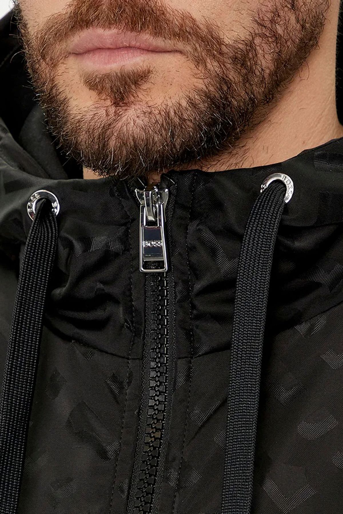 سویشرت مشکی مردانه پنبه آرم Zipper Hasted Mixed Fit Sweat عرق 001 BOSS
