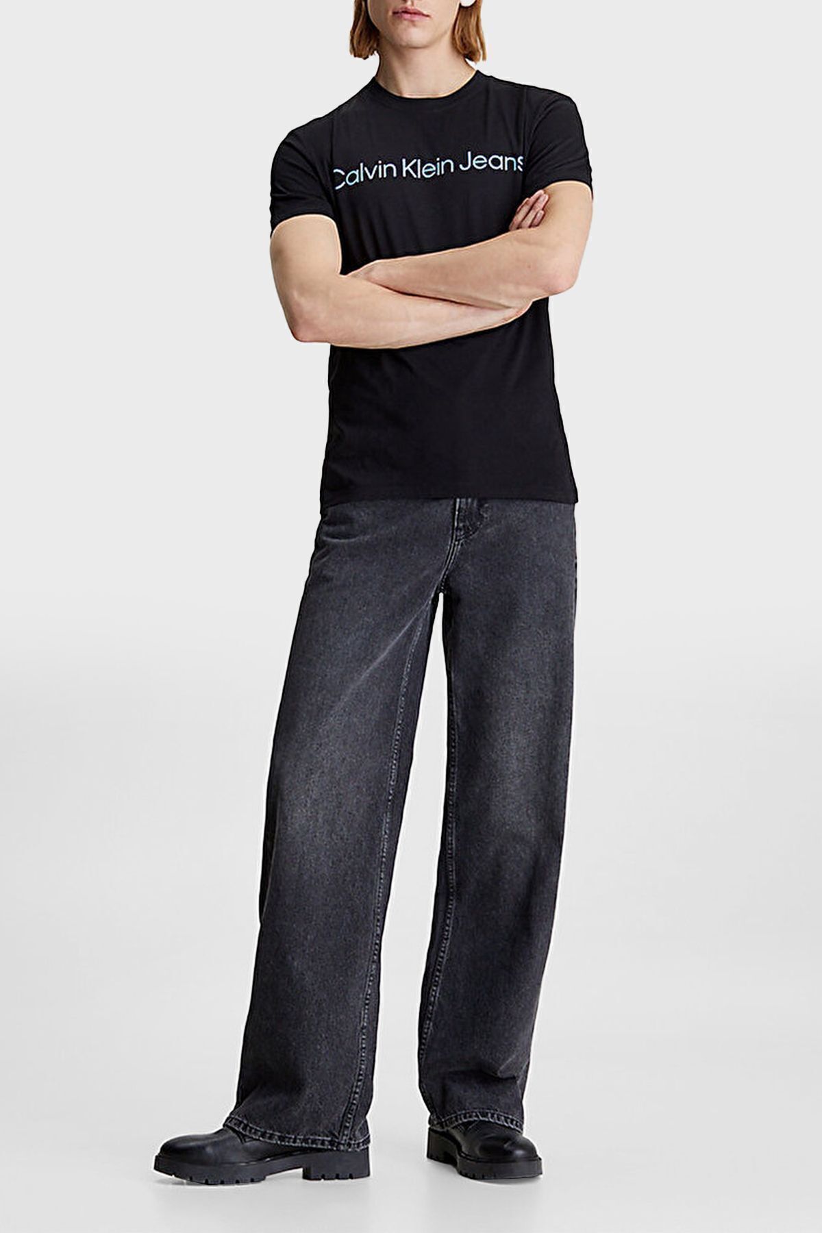 تی شرت مشکی مردانه پنبه ارگانیک Slim Fit Tring J30J322344BEH Calvin Klein