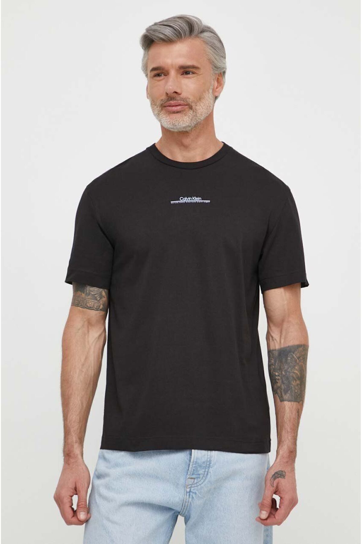 تی شرت مشکی مردانه آستین کوتاه پنبه پیراهن سیاه K10K112486 beh Calvin Klein