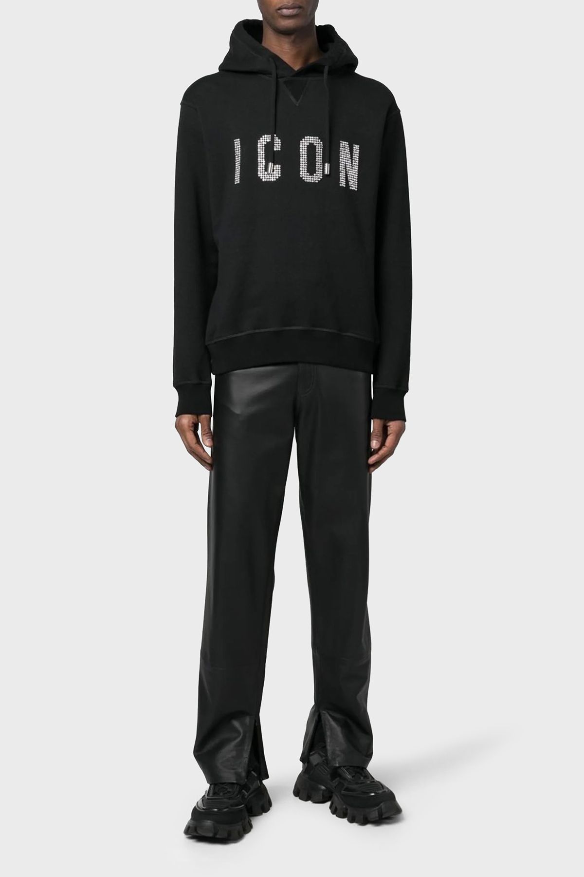 سویشرت مشکی مردانه پنبه به طور منظم متناسب با لباس عرق 900 DSquared2