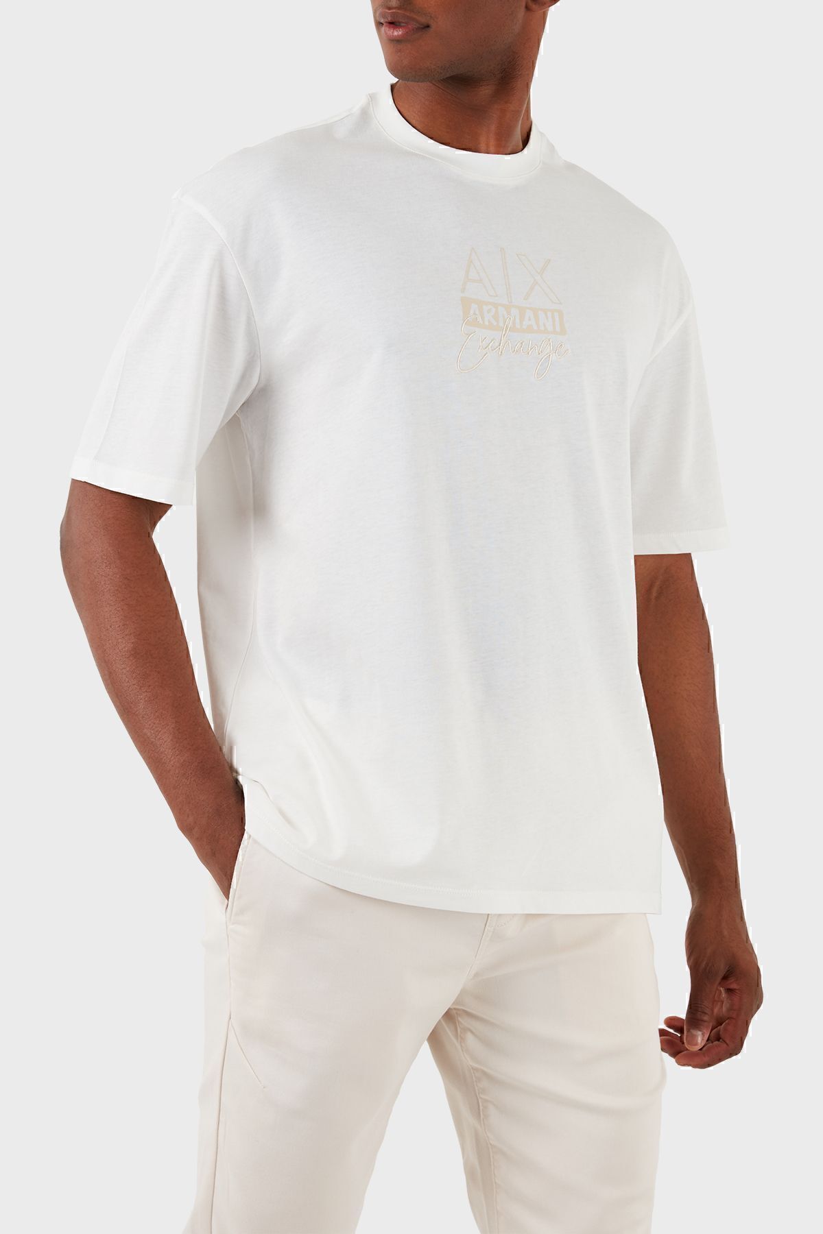 تی شرت سفید مردانه پنبه تطبیق یقه پیراهن 3dzthn zj8ez 1116 Armani Exchange