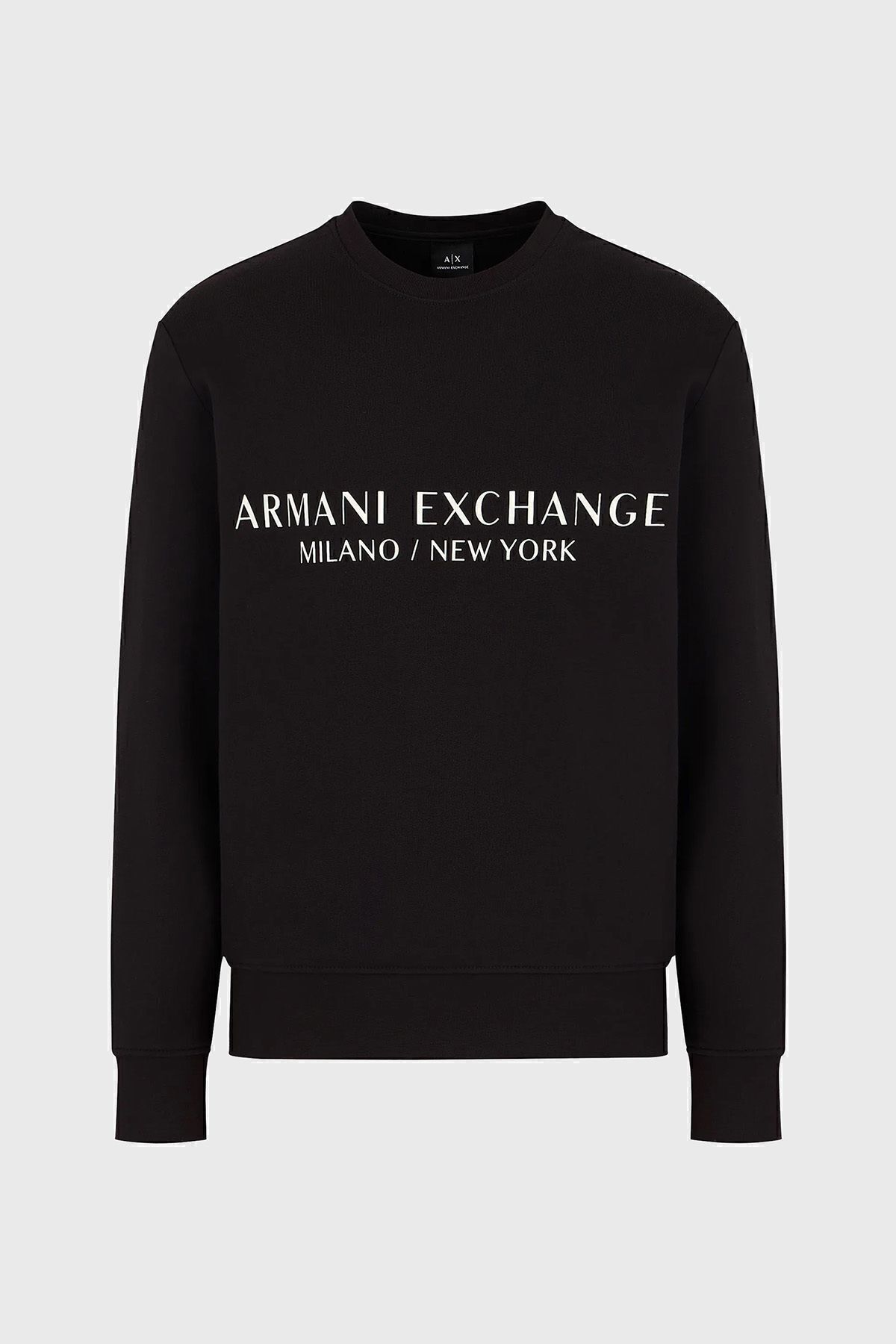 سویشرت مشکی مردانه چاپ 100 ٪ یقه دوچرخه پنبه ای عرق 8NZM88 ZJKRZ 1200 Armani Exchange