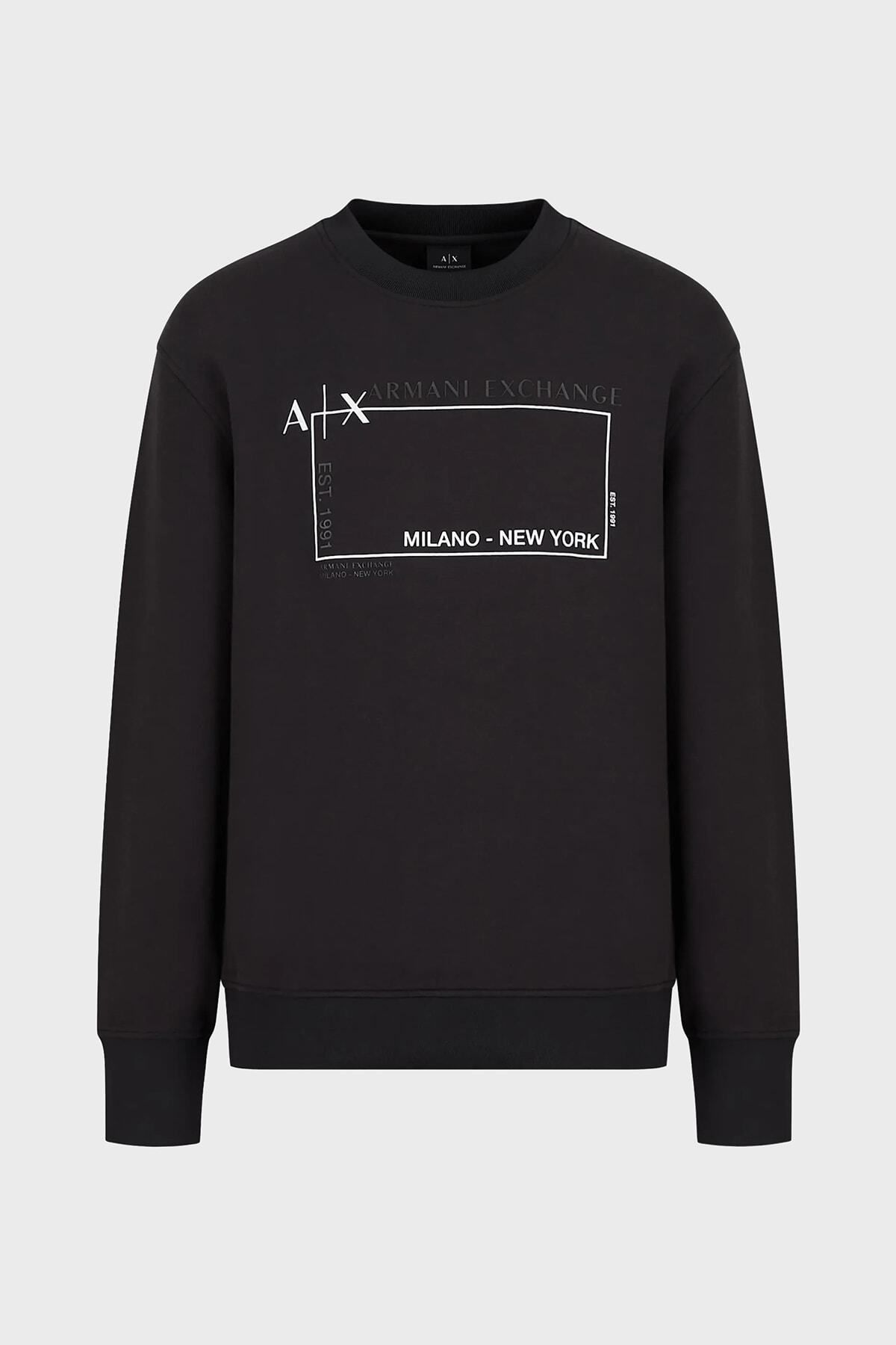سویشرت مشکی مردانه پارچه پنبه ای مناسب و معمولی طرح دار عرق 6lzmja zjxfz 1200 Armani Exchange