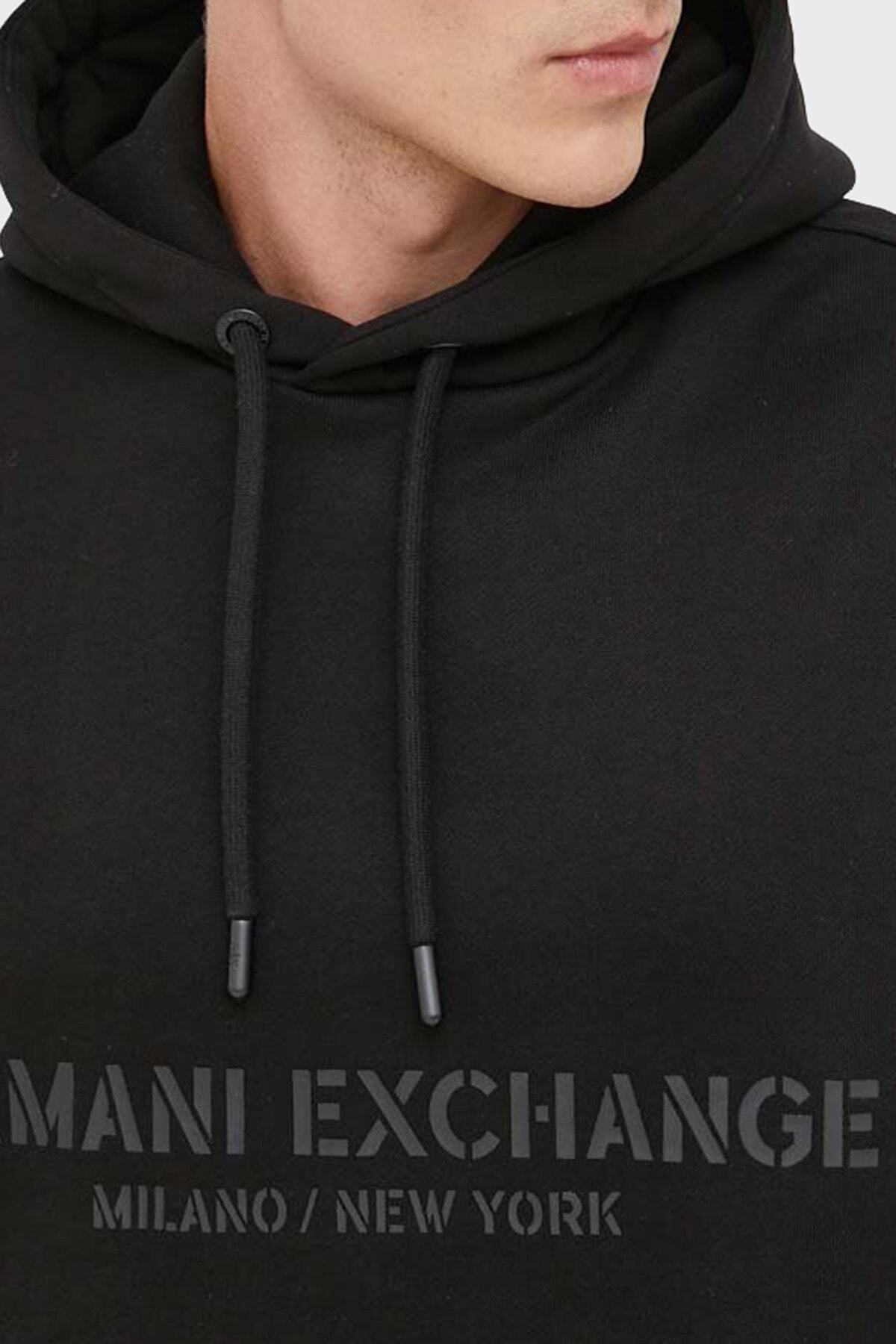 سویشرت مشکی مردانه نیش پنبه لوگوی معمولی عرق مناسب 6rzmle zj4xz 1200 Armani Exchange