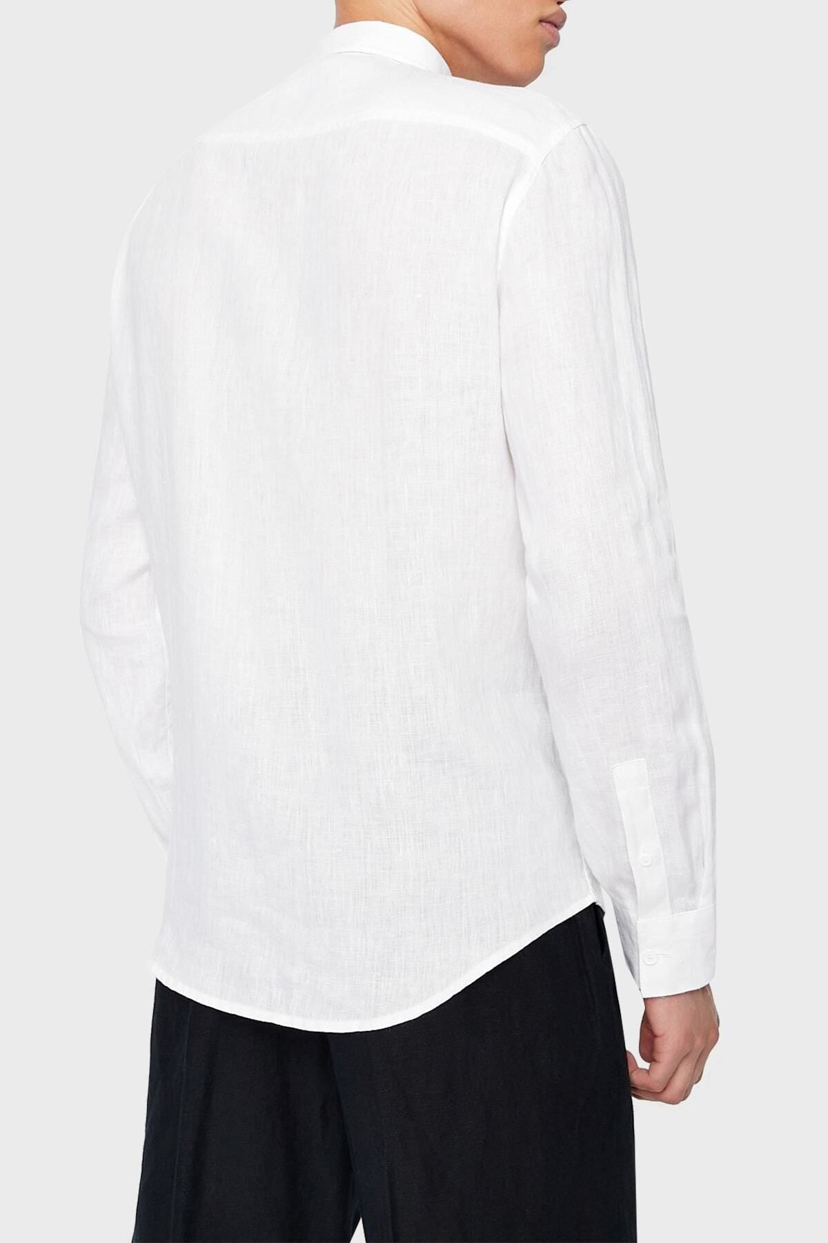 Armani Exchange-قميص رجالي من الكتان 100% بقصة عادية 8nzc50 Zncfz 1100 3