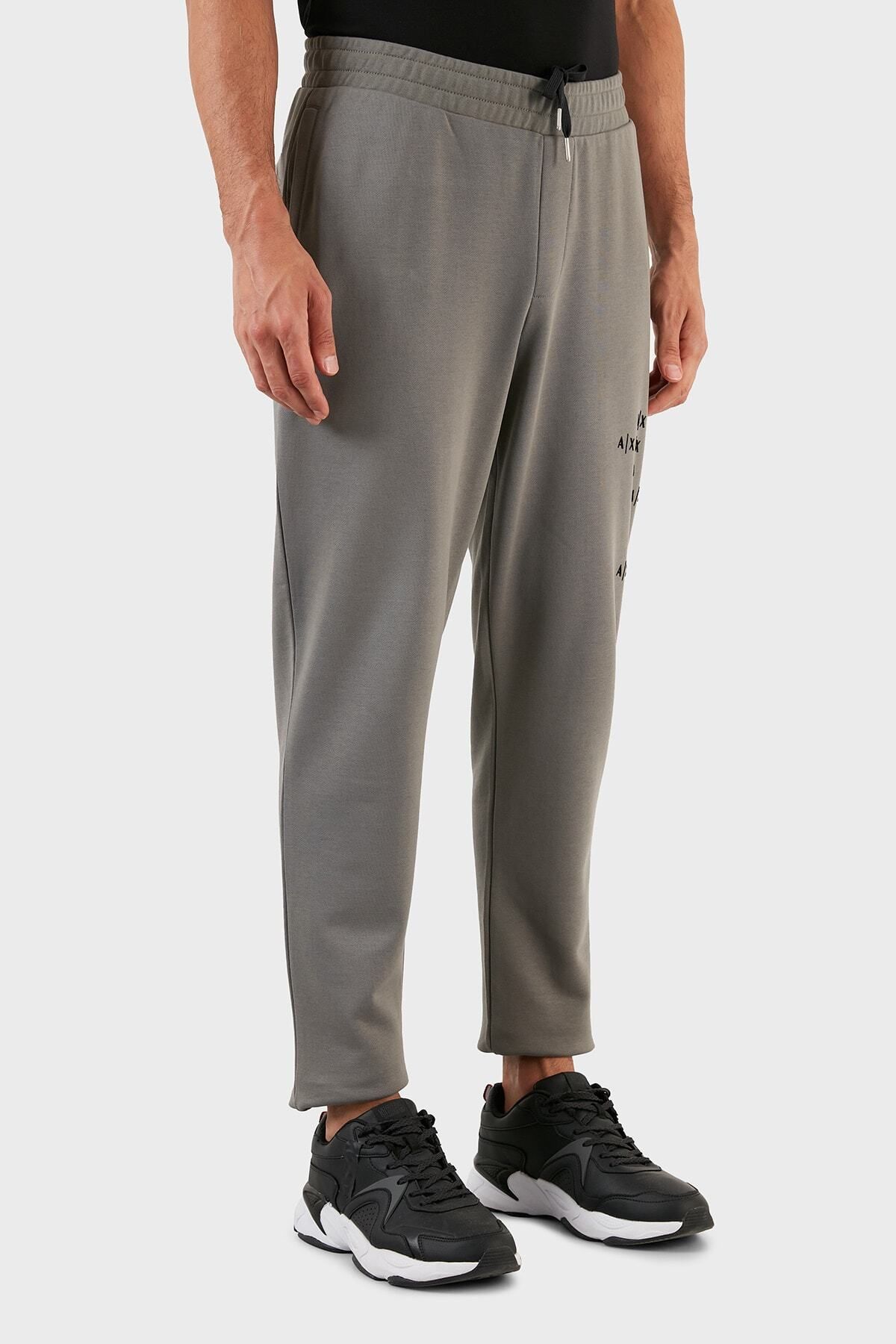 شلوار خاکستری مردانه کمر الاستیک پنبه ای مناسب و 6lzpas Armani Exchange