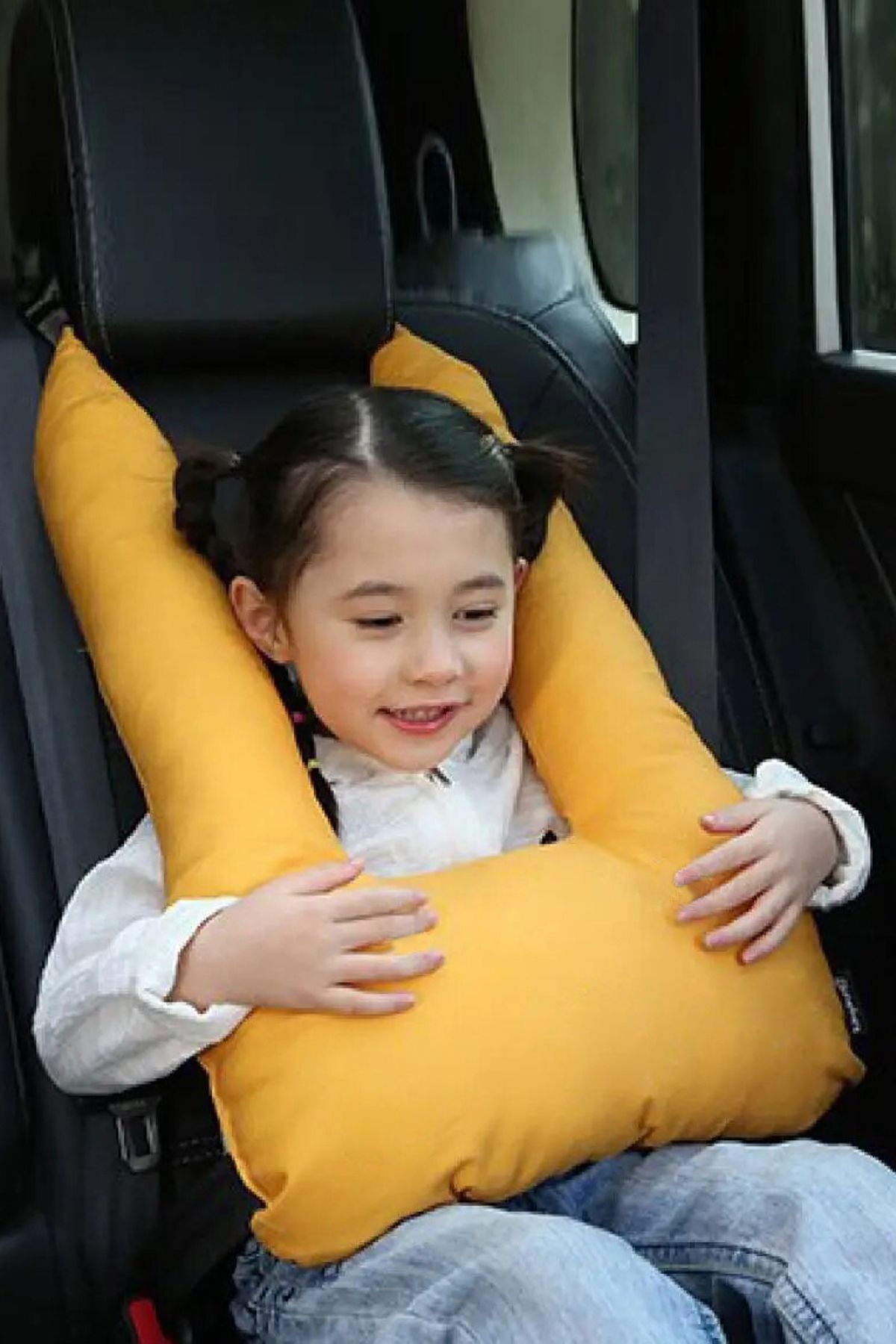 Bundeba-Pillow Yellow Kids Safety Belt Pillow Organizer Auto Seat Belt Holder Organizer Pillow Yellow 2