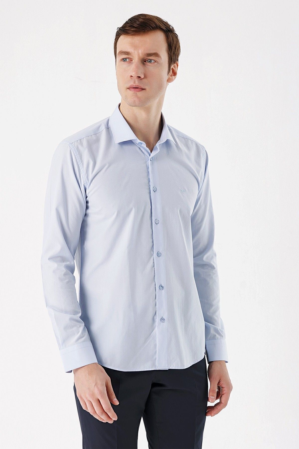 Morven-Мъжка A. Blue Basic Slim Fit риза 2
