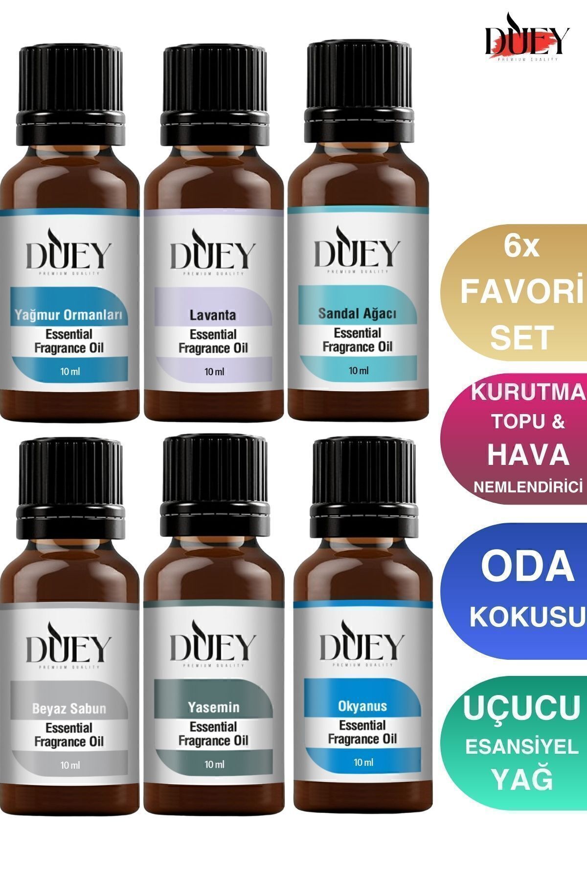 DUEY 6 Lı Uçucu Yağ Buhurdanlık Yağı Difüzör Esansı Oda Kokusu Esansı Hava Nemlendirici EsansKurutma Topu