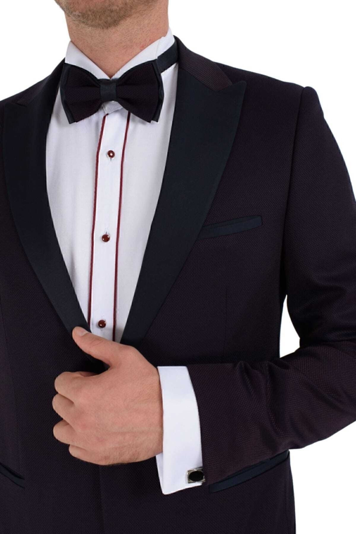 اسموکینگ آبی مردانه SLIM FIT داماد لباس دریایی Morven