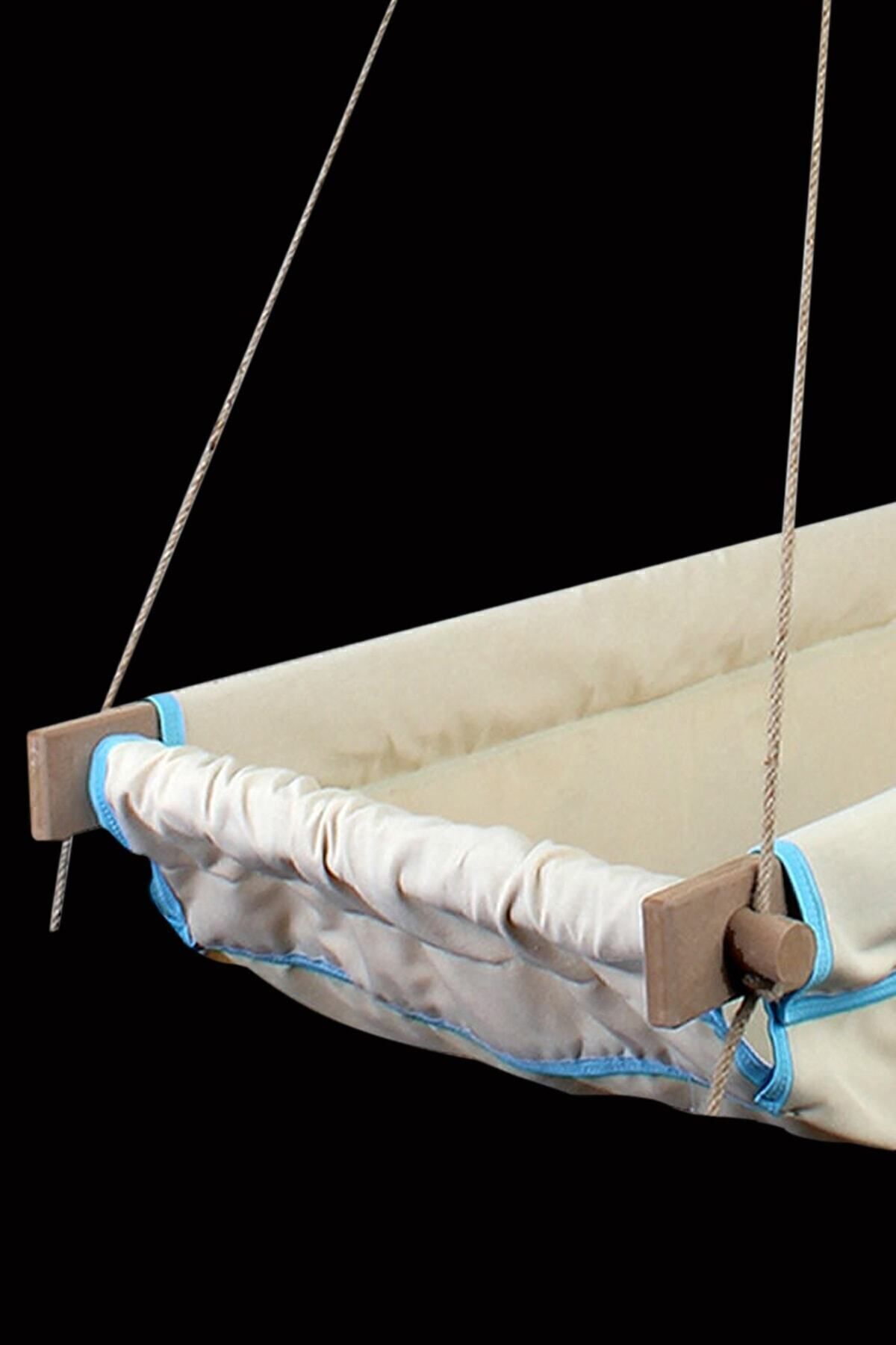 Bundera Wise Mavi Ahşap Yaylı Zıpzıp Hamak Beşik Hoppala Tavana Asılan Salıncak Bebek Yatağı Jüt Halatlı fotoğrafı 3 (önizleme)