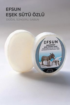 Efsun Doğal Süngerli Eşek Sütü Özlü Sabun, Eşek Sütü Sabunu, Süngerli Banyo S...