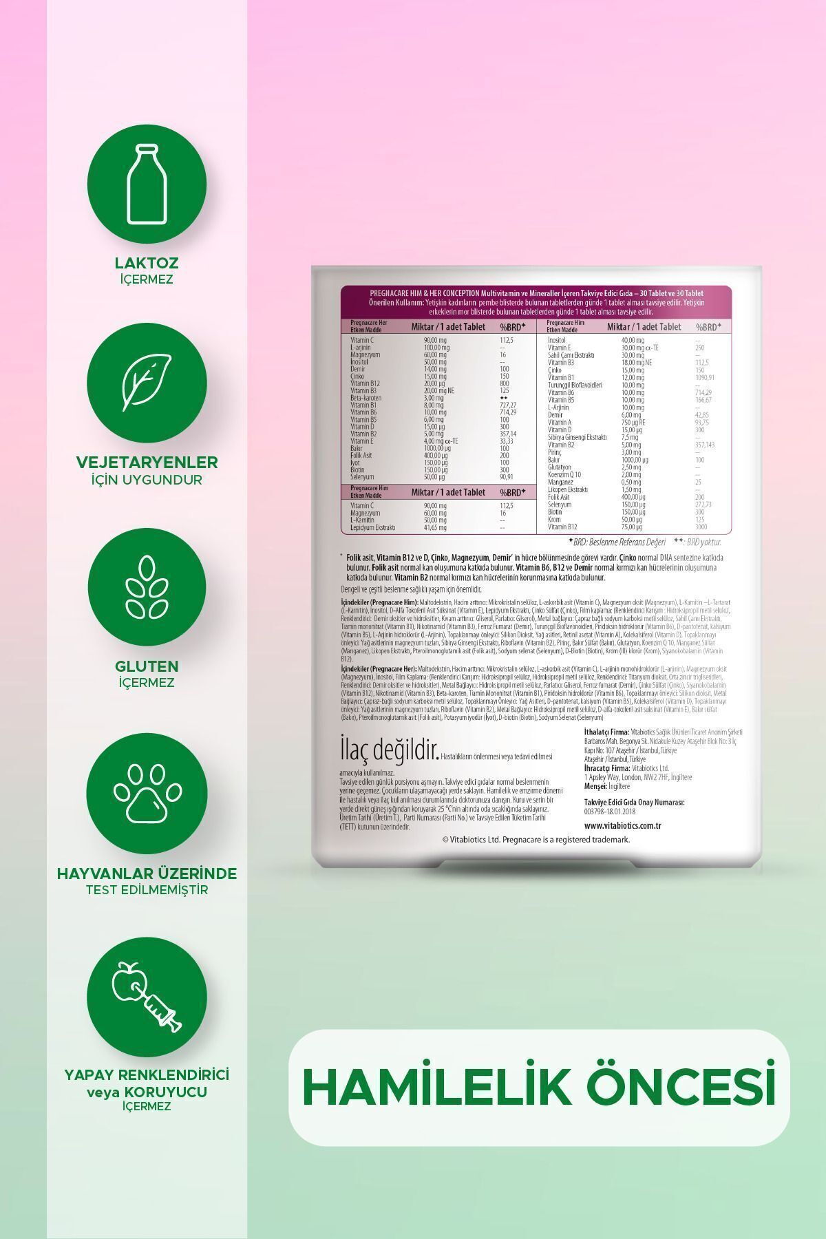 Pregnacare-فيتامين مدعم للرجال والنساء قبل الحمل - يحتوي على حمض الفوليك، الجينسنغ السيبيري، الحديد، المغنيسيوم 2