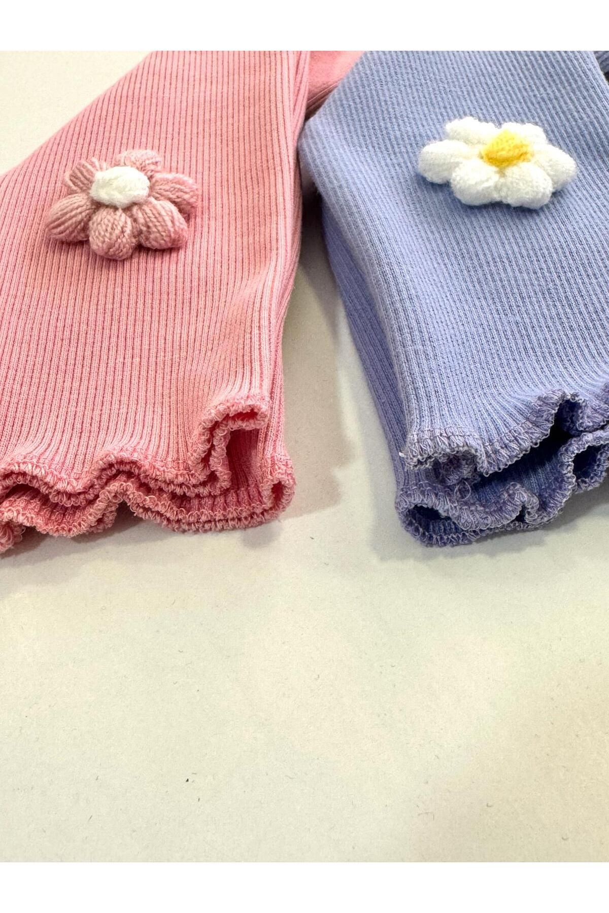 ARYA BABY Fitilli kaşkorse kumaştan Papatyalı kız bebek 2li bebek çocuk taytı,Pantolon,Takım, Alt Giyim fotoğrafı 4 (önizleme)
